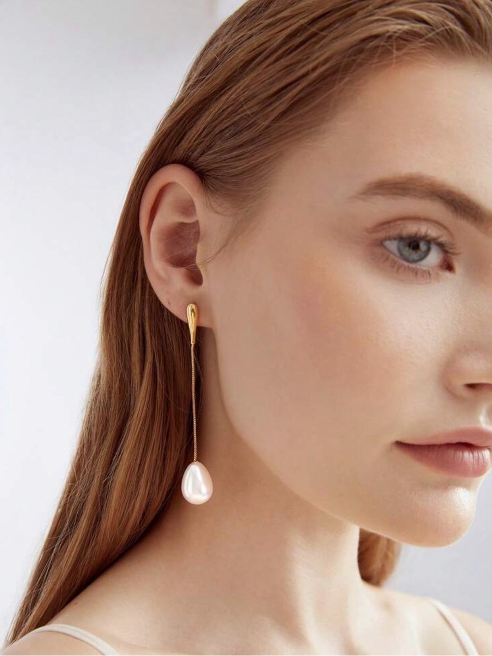Gold Pearl Drop Dangle Earrings — NWOT